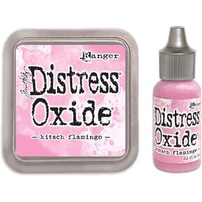 Tim Holtz Distress Kitsch Flamingo February 2021 Release, Distress Oxide Ink Pad and Oxide Reinker, Bundle of 2 Items