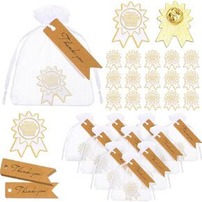 Sasylvia 30 Set Team Appreciation Gifts Thank You Enamel Pin Lapel Pin Bulk Medal Brooch Award Pin Badges with Thank You Card Organza Bag for Coworker Employee Appreciation Gifts(Proud)