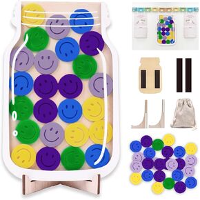2024 New Magnetic Reward Jar, Classroom Reward Jar for Kids, Personalized Stars Reward Jar for Students Kids Behavior, Magnetic Reward Chart for Classroom Board Home,Smiley