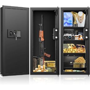 33.46" Tall Fireproof Wall Safes Between the Studs 16" Centers, Heavy Duty Combination Lock in Wall Safe with 3 Removable Shelf, Hidden Safe for Money, Jewelry, Document, Passport