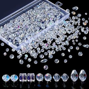 LAIDANLA 800PCS Glass Beads Blue Color Crystal Beads Assorted Crystal Beads with Container Box for DIY Necklace Bracelet Earring Jewelry Making
