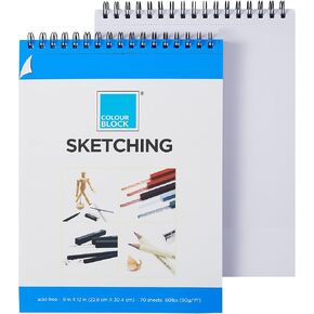 COLOUR BLOCK Sketching Pad Spiral Notebook/Drawing Book, 9x12 in, 70 Sheets 60 Pound Pressed- Acid Free Art Supplies, Sketch Pad Ideal for Beginners and Drawing While on The Go