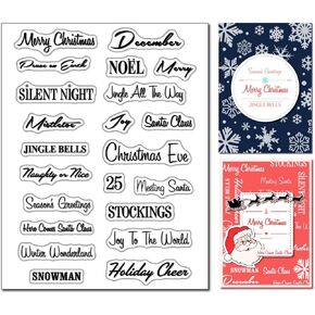 Arbuya Merry Christmas Sentiments Sayings Clear Stamps for Card Making or journaling, Season's Greetings Noel Rubber Stamp for Journals Albums Scrapbooking Paper Crafts Decoration