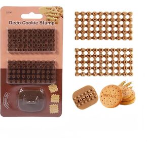 Letter Stamps for Clay-Pottery Stamps with Double Small Alphabet & Numeric Symbols, Also Used as Cookie Stamps Letters & Clay Letter Stamps (Brown_100pcs)