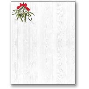 Barnyard Mistletoe Stationery - 50 Sheets Letterhead for Winter & Holiday Events