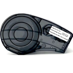 Heat Shrink Tubing Label Tape Compatible for M21-187-C-342-WT Cartridge Work with BMP21-PLUS/LAB IDPAL Label Printer, Black on White, 0.33" Width, 7' Length
