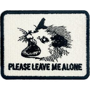 Please Leave Me Alone Possum Patch-3 Inches Iron On/Sew On Embroidered Applique Patch Fabric Patches for Clothes Backpacks Hats Mental Health Funny Sarcastic DIY Accessories. Gifts for Introvert