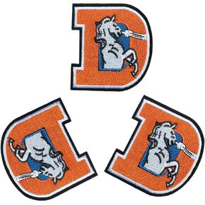 3 Pcs Broncos D Embroidery Patch Rugby Team Iron-on Sew On Patches for Clothing Jacket Backpack Jeans Gift 3.2 * 3 Inch