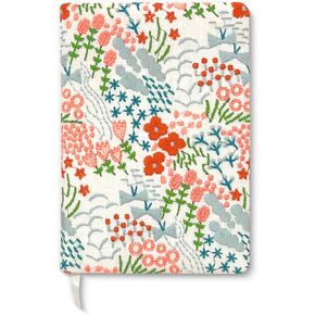 Embroidered Notebook Journal, 200 Pages A5 Lined Journal for Women, Fabric Cover with Embroidery Flowers