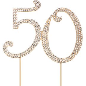 Toddmomy Gold 50 Rhinestone Cake Topper 50th Anniversary Decorations Bling Rhinestone 50th Birthday Crystal Cake Decoration in Saudi Arabia