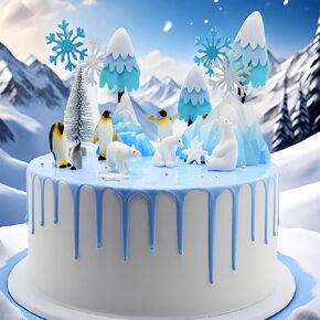 35 PCS Polar Bears Cake Decoration Penguin Cake Topper Polar Bears Cake Topper Winter Party Supplies icebergs Cake Decoration Bear Cake Decoration