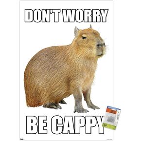 Trends International Capybara - ملصق حائط Be Cappy، مقاس 22.37 بوصة × 34.00 بوصة، حزمة ملصق ودبابيس دفع