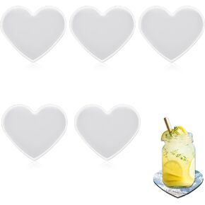 5 Pcs Large Silicone Molds for Resin 4.1 * 3.5''Heart Epoxy Mold Large Resin Mold Heart Resin Mold Heart Molds Silicone Heart Shaped Silicone Mold Silicone Coaster Molds for Resin DIY Home Decor Gift
