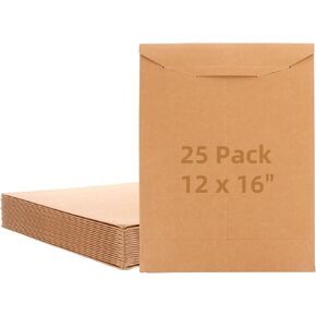 25 Pack 12 x 16 Inch Brown Rigid Mailers, Sturdy Kraft Paper Tab Lock Rigid Mailers, Double Wall Rigid Cardboard Envelopes Mailers for Shipping Photos Documents Gift Cards CDs