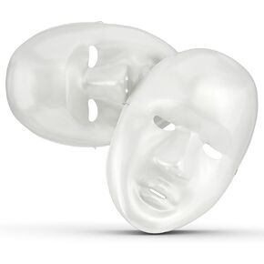 DIY White Plastic Face Masks (6" x 9", Pack of 12) - Ideal for Mardi Gras & Clown-Themed Parties