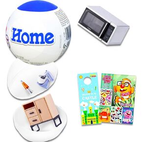 Zuru Mini Brands Home Set for Kids, Adults - Zuru Mini Brands Home Collection Bundle with Mini Brands Mystery Home/Furniture Ball Plus Create-A-Face Sticker Book | Zuru Mini Brands Home Series
