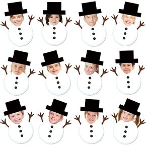 50 Packs, 100Pcs Christmas DIY Paper Cutouts Winter Snowman with Hat Cut-Outs Xmas Bulletin Board Decoration with 100Pcs Glue Points for Party Classroom Home Photo Crafts