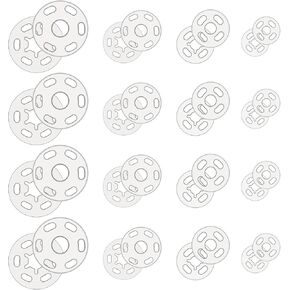 Bewudy 120 Sets of Plastic Sew-on Snap Buttons, Clear Snaps for Sewing, Fasteners Buttons Invisible Sewing Snap Buttons for Sewing Shirts Sewing Clothing DIY Craft, 7mm 10mm 15mm 20mm
