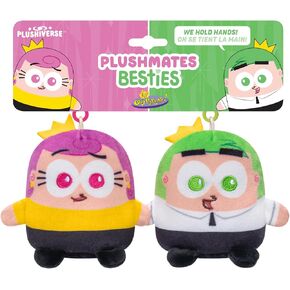 مجموعة سلسلة مفاتيح TeeTurtle The Fairly OddParents Cosmo and Wanda Plushmate Besties - قطيفة مرخصة رسميًا من Nickelodeon مع أيدي مغناطيسية