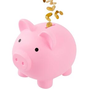 Rachan Large Piggy Bank for Boys and Girls,Unbreakable Plastic Pig Money Banks,Shatterproof Coin Bank for Kids Birthday Festival Practical Gifts (Pink)