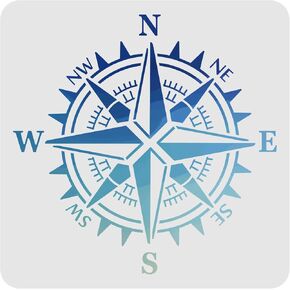 FINGERINSPIRE Compass Stencils Wall Decoration Template 11.8x11.8 Inch Large Drawing Painting Stencils Plastic Square Reusable Stencils for Painting on Wood Walls Fabric Airbrush