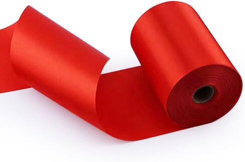 Red Satin Ribbon 6 Inch, 22 Yards/roll Solid Wide Ribbon for Chair Sashes Party Decor Cutting Ceremony Grand Opening Car Big Bows Wedding. in Kuwait