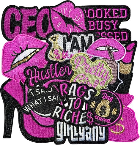 Girl Power Iron On Embroidery Patches, Feminism Sew On Patches, Pink Styles 15Pcs Applique Patch for Backpack Jacket Clothes Hat (A) in Saudi Arabia