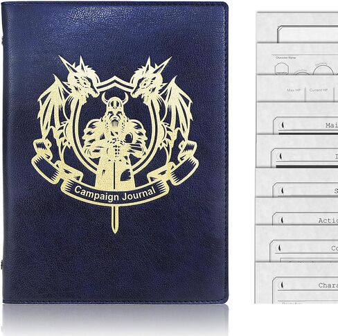 Mazeran Campaign Journal for DnD, Leather Golden Foiled PSoft Cover, Fantasy Handmade Dungeons and Dragons 5e Character Sheet, B6 6-Ring Binder Refillable Pages (Brown 2 Set of Campaign Pages) in Saudi Arabia