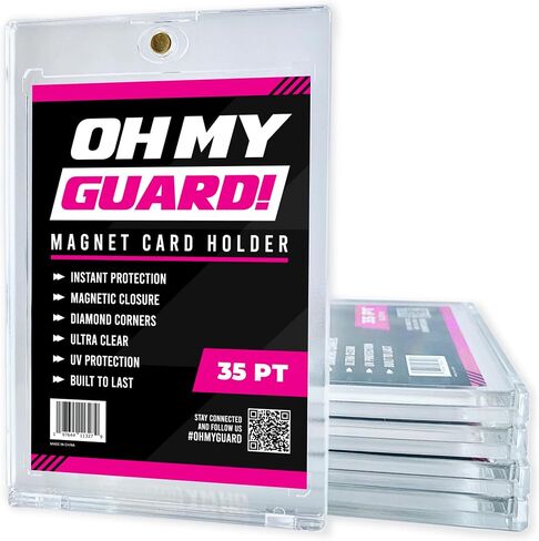 5 Pack - Clear Magnetic Snap Card Holders (35PT with Penny Sleeve) for Sport and Hobby Collector Cards. in Saudi Arabia