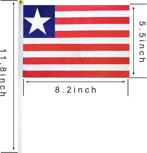 نوع فتاة باليد علم ليبيريا علم ليبيري علم عصا علم صغير صغير 50 ​​حزمة جولة أعلى أعلام البلاد الوطنية، لوازم زينة الحفلات للمسيرات، كأس العالم، الأحداث الرياضية، الاحتفال in Kuwait