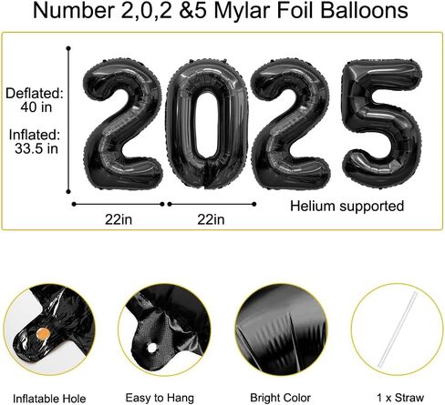 2025 Balloons, Gold Number Balloons 2025, 40 Inch 2025 Numbers for New Year Eve Party Supplies 2025 Foil Balloon for New Year Festival Party 2025 Graduation Decorations 25 Balloon Numbers Birthday in Kuwait