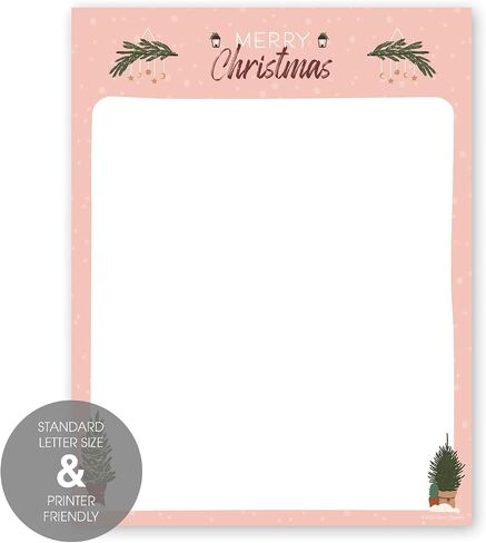 Folk Angel Letterhead / 50 Sheets / 8.5" x 11" Festive Christmas Holiday Illustrated Paper/Decorative Religious Winter Stationery Letterhead in Kuwait