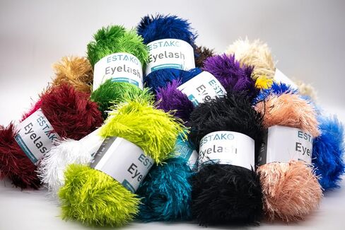 Estako Eyelash, 100% Polyester Yarn, Soft, Fuzzy for Crochet and Knitting 3.53 Oz (100g) / 153 Yrds (140m) (1217 - Black) in Saudi Arabia