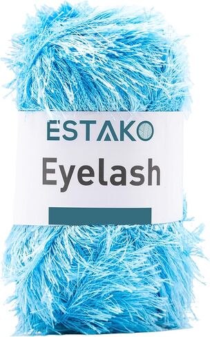 Estako Eyelash, 100% Polyester Yarn, Soft, Fuzzy for Crochet and Knitting 3.53 Oz (100g) / 153 Yrds (140m) (1217 - Black) in Saudi Arabia