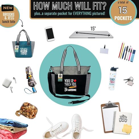 Wake Up Teach Kids Gray Teacher Laptop Tote Bag for Work, Travel - Best Teacher Appreciation Day Gift, Birthday in Saudi Arabia