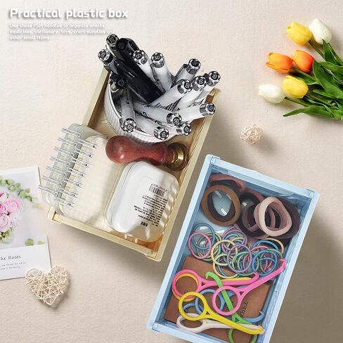 2-Pack Mini Creats Foldable Plastic Baskets ,Collapsible Storage Box for Organizing and Storag,Home Kitchen Bedroom Bathroom Office Tool (Blue, 5.9x3.8x2.2'') (PINK) in Kuwait