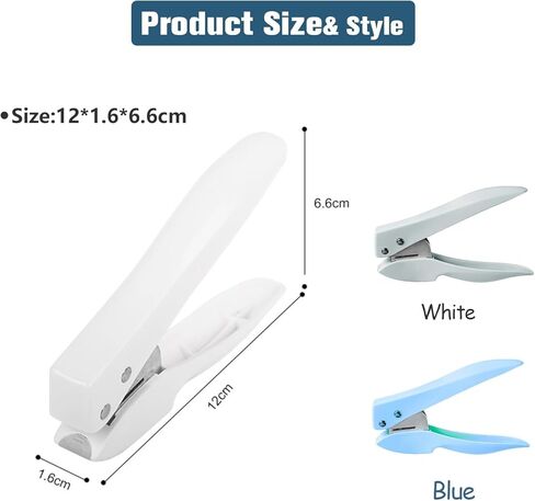 خرامة ورق، ثقب واحد أبيض (تثقيب 12 صفحة) خرامة دائرية للورق والحرف اليدوية - مقبض مريح، سهل التنظيف in Kuwait