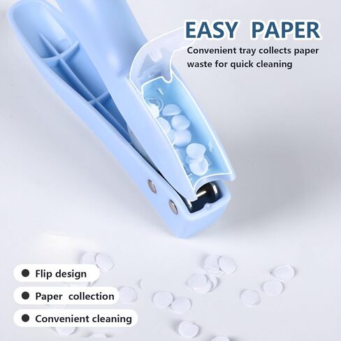 خرامة ورق، ثقب واحد أبيض (تثقيب 12 صفحة) خرامة دائرية للورق والحرف اليدوية - مقبض مريح، سهل التنظيف in Kuwait