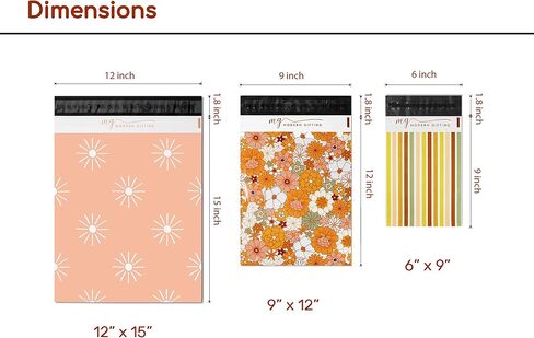 Multiple Sizes Variety 75 Pack (25 Each: 6x9, 9x12, 12x15) Sustainable Poly Mailers - Rustic Vintage Boho Spring Shipping Bag - Multi Assorted Eco Friendly Boutique Mailing Envelopes (Elegant Florals) in Saudi Arabia