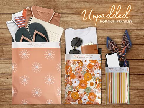 Multiple Sizes Variety 75 Pack (25 Each: 6x9, 9x12, 12x15) Sustainable Poly Mailers - Rustic Vintage Boho Spring Shipping Bag - Multi Assorted Eco Friendly Boutique Mailing Envelopes (Elegant Florals) in Saudi Arabia