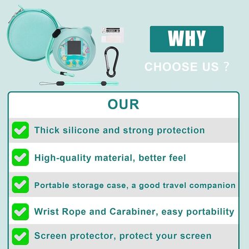 MGZNMTY Carrying Case and Silicone Cover Compatible with Punirunes Virtual Pet Interactive Digital Toy, with Hard Screen Protector (Teal) in Saudi Arabia
