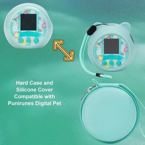 MGZNMTY Carrying Case and Silicone Cover Compatible with Punirunes Virtual Pet Interactive Digital Toy, with Hard Screen Protector (Teal) in Saudi Arabia
