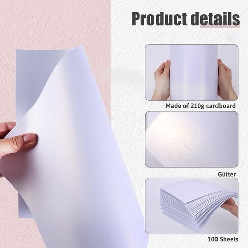 Shindel 100 ورقة بيضاء لامعة من الورق، 8.5 × 11 بوصة ورق حرفي ممتاز 210 جرامًا للمتر المربع لصنع البطاقات، والدعوات، والشهادات، ومستلزمات العودة إلى المدرسة in Kuwait