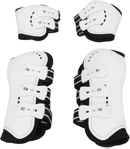 4 Pcs Front Hind Horse Tendon Boots, Breathable Design Horse Boots, PU Neoprene Open Front Jumping Tendon Horses Boots with Ventilation Holes for Jumping, Trail Riding, Turnout (M) in Saudi Arabia