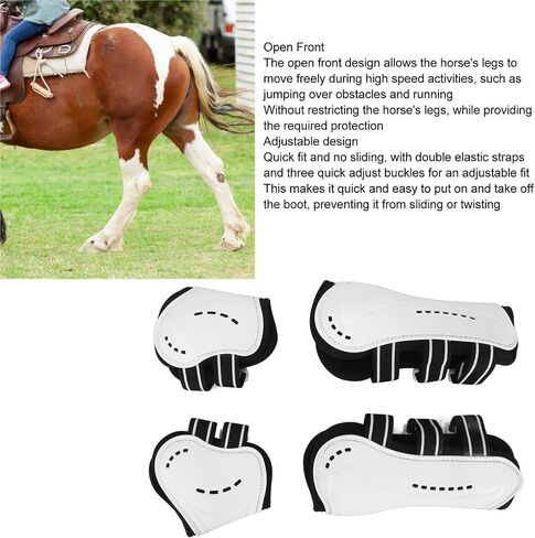 4 Pcs Front Hind Horse Tendon Boots, Breathable Design Horse Boots, PU Neoprene Open Front Jumping Tendon Horses Boots with Ventilation Holes for Jumping, Trail Riding, Turnout (M) in Saudi Arabia