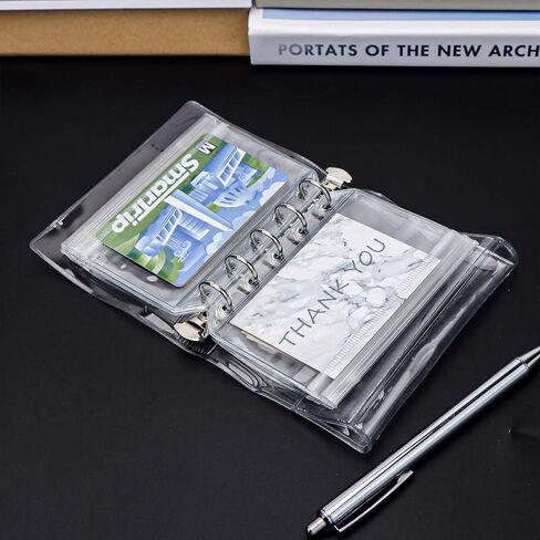 Mogoostry 12pcs A8 Binder Pockets Clear Ziplock Pocket 5 Holes Transparent Plastic Binder Pouches Flat Sealing Zipper Storage Bag Mini Cash Envelopes in Kuwait