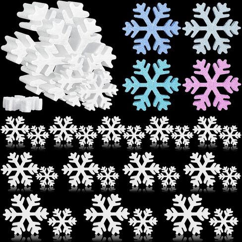 Sonwyoung 42 قطعة عيد الميلاد ثلاثية الأبعاد رغوة بيضاء ندفة الثلج عيد الميلاد للحرف اليدوية الفن DIY أشكال ندفة الثلج البيضاء كتل رغوة 1.6 بوصة 2 بوصة 3.4 بوصة 4 بوصة أحجام مختلفة للمنزل عيد الميلاد لوازم الحفلات ديكور in Kuwait