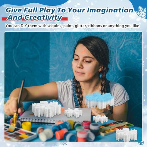 Sonwyoung 42 قطعة عيد الميلاد ثلاثية الأبعاد رغوة بيضاء ندفة الثلج عيد الميلاد للحرف اليدوية الفن DIY أشكال ندفة الثلج البيضاء كتل رغوة 1.6 بوصة 2 بوصة 3.4 بوصة 4 بوصة أحجام مختلفة للمنزل عيد الميلاد لوازم الحفلات ديكور in Kuwait