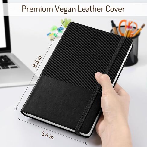 Forvencer 240 Pages Lined Journal Notebook, Medium 5.4'' X 8.3'', Superior Vegan Leather Journal with 100GSM Paper, College Ruled Notebooks for Work, School, Office, Women, Men, Spliced Black in Saudi Arabia