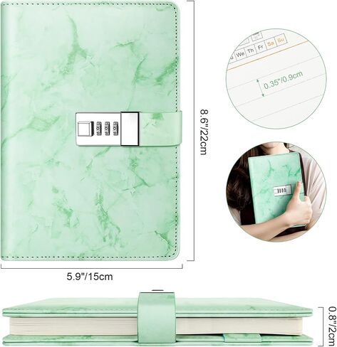 Marble Diary with Lock and Pen, Refillable A5 Daily Journal for Girls and Women, 192 Pages Cute Notebook with Combination Lock and Diamond Pen for Teen Girls and Boys - Pink in Saudi Arabia